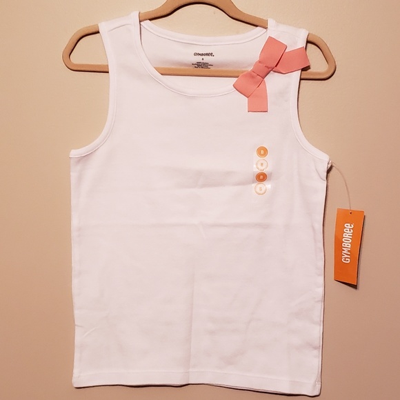 Gymboree Other - 🎀NWT WHITE GYMBOREE TANK TOP W/CORAL BOW GIRLS-8